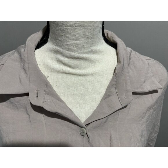 ZARA cream linen button front shirt oversized women's size Large - Picture 2 of 8